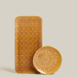 Coffret dessert set de 4 assiettes et 1 plat safran