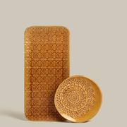 Coffret dessert set de 4 assiettes et 1 plat safran