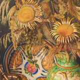 Still life with sunflowers and majolica jug
