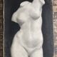 Neoclassical bust of Diana, academic charcoal drawing from the studio, 1925