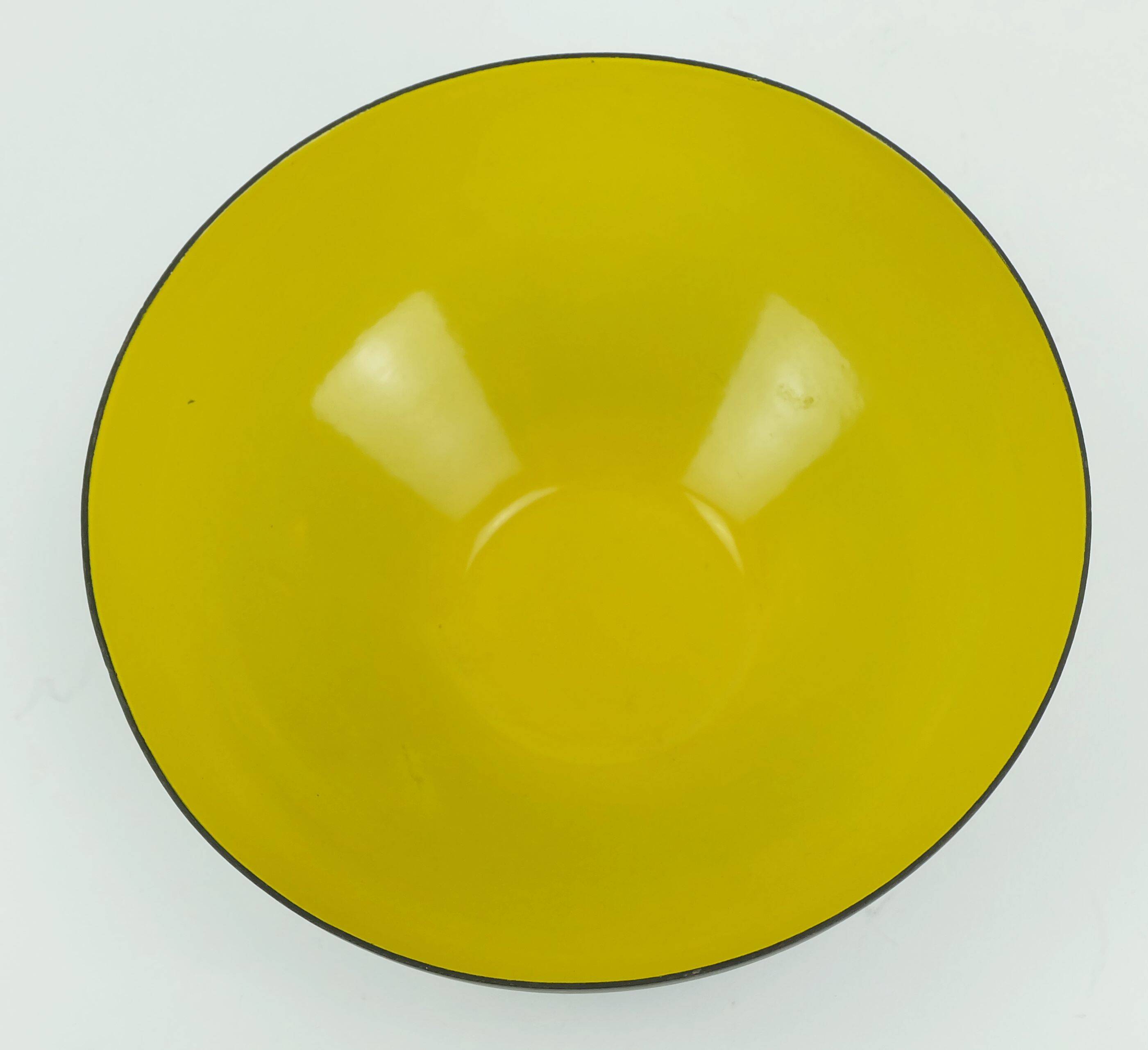 Vintage danish krenit bowl herbert krenchel yellow enamel torben orskov 50s