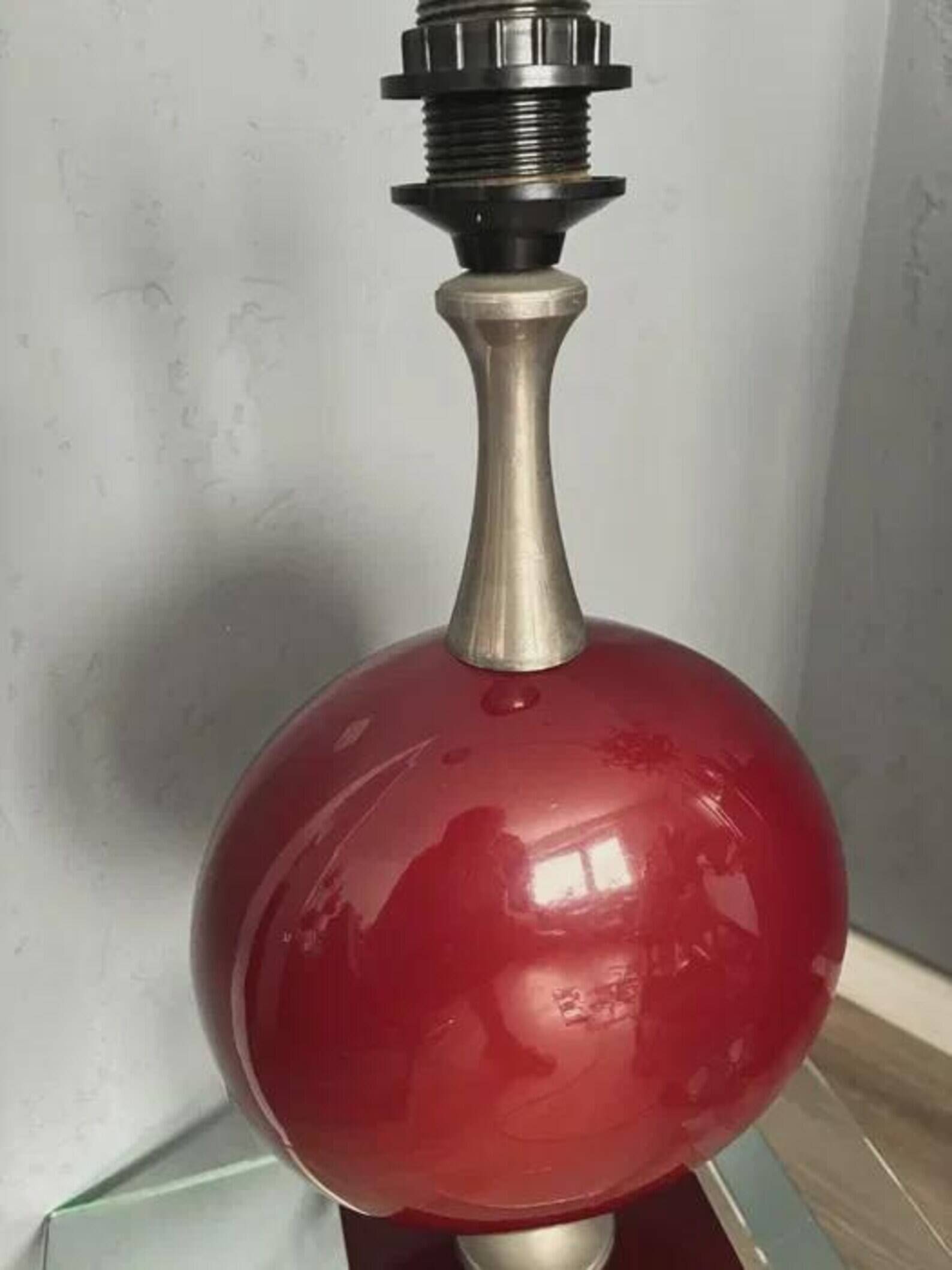 Lamp by Philippe Barbier Vintage 1970s France Burgundy Color