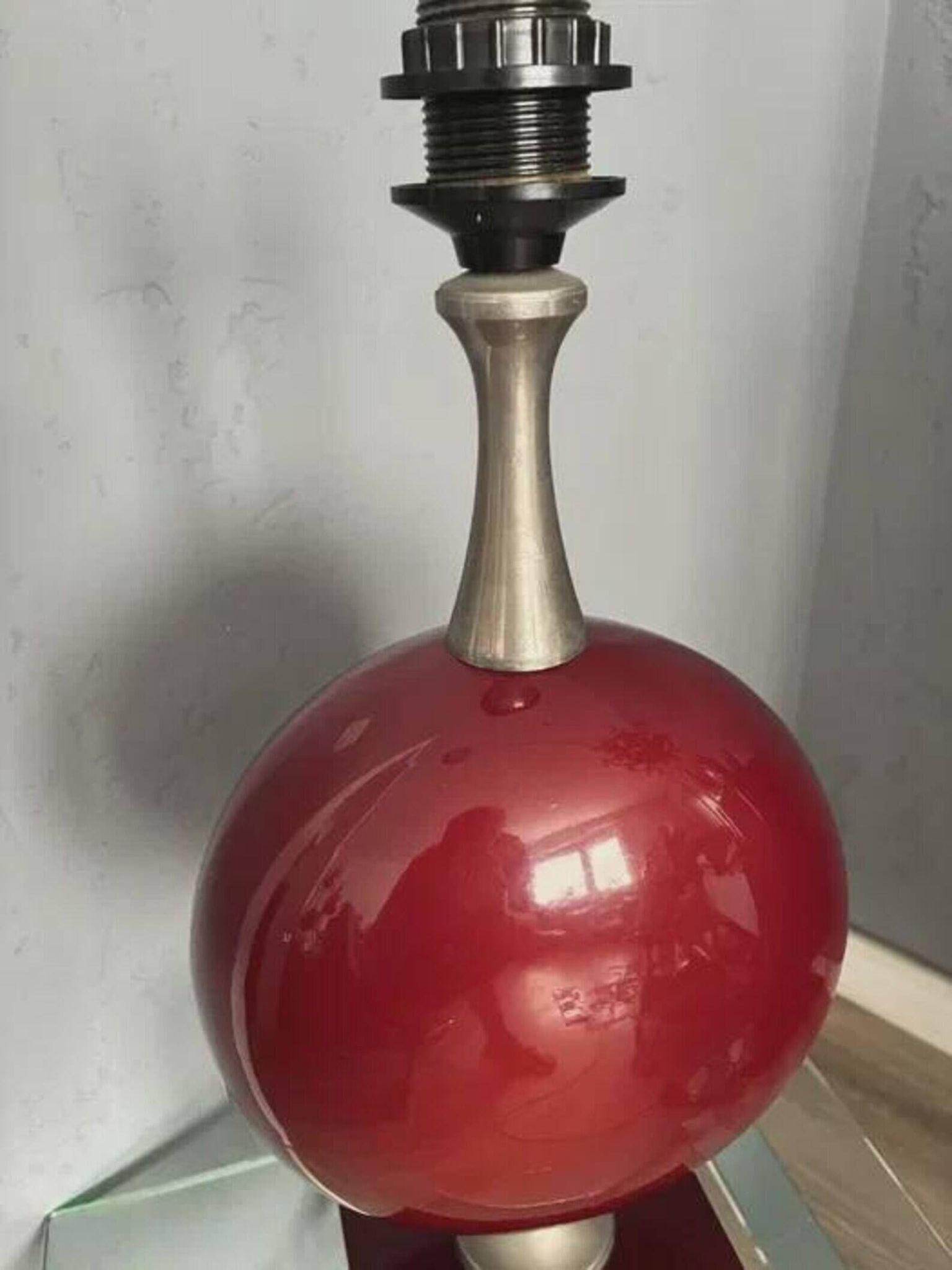 Lamp by Philippe Barbier Vintage 1970s France Burgundy Color