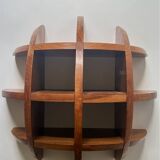 Library shelf half-sphere solid wood stained rosewood, 70s design