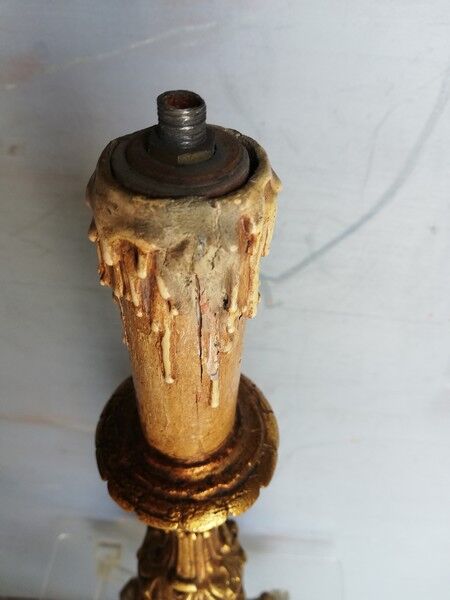 Wooden candlestick and gilded stucco from the beginning of the 20th century