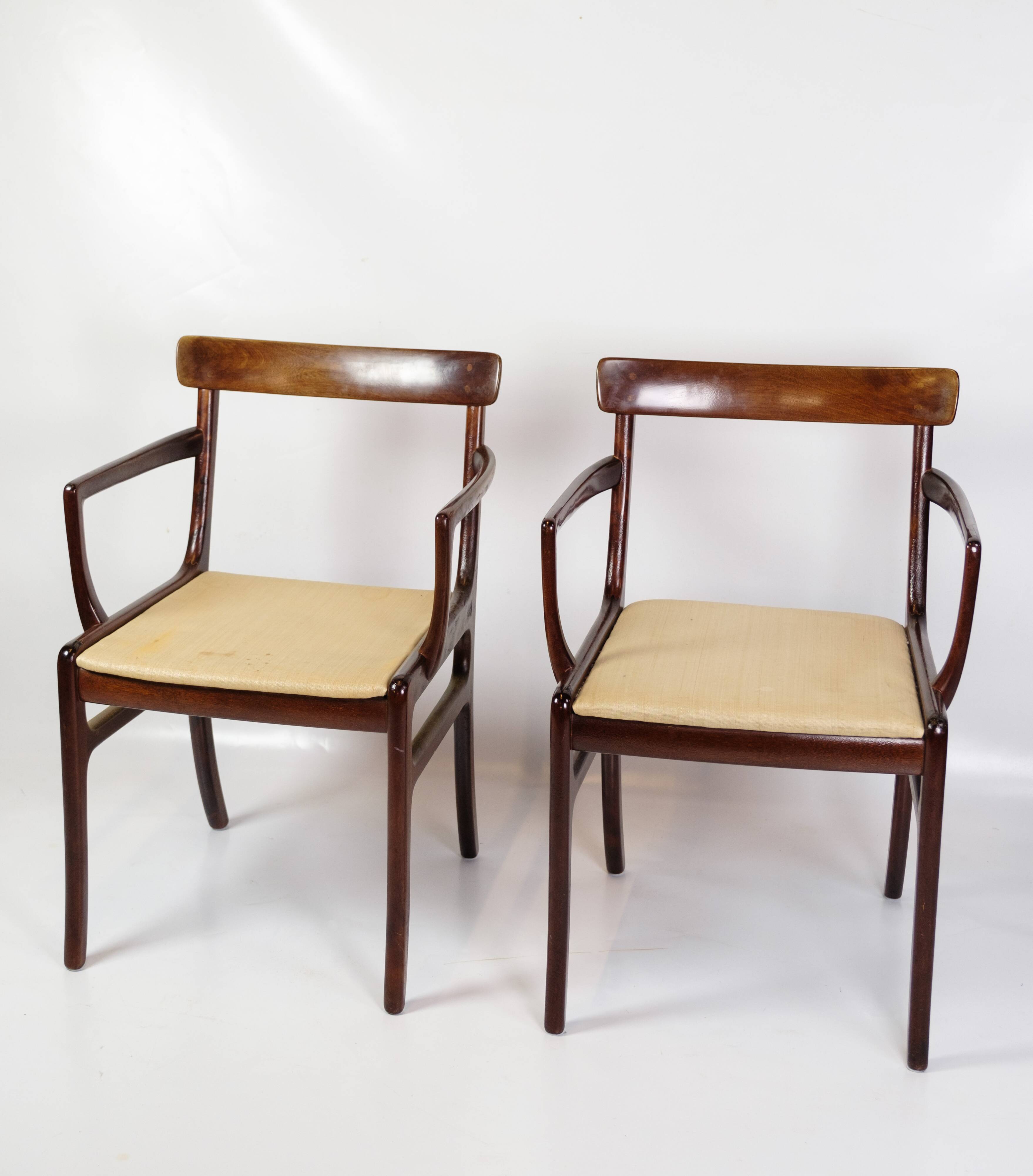Set Of 2 Armchairs Model Runstedlund Made In Mahogany By Ole Wanscher From 1960s