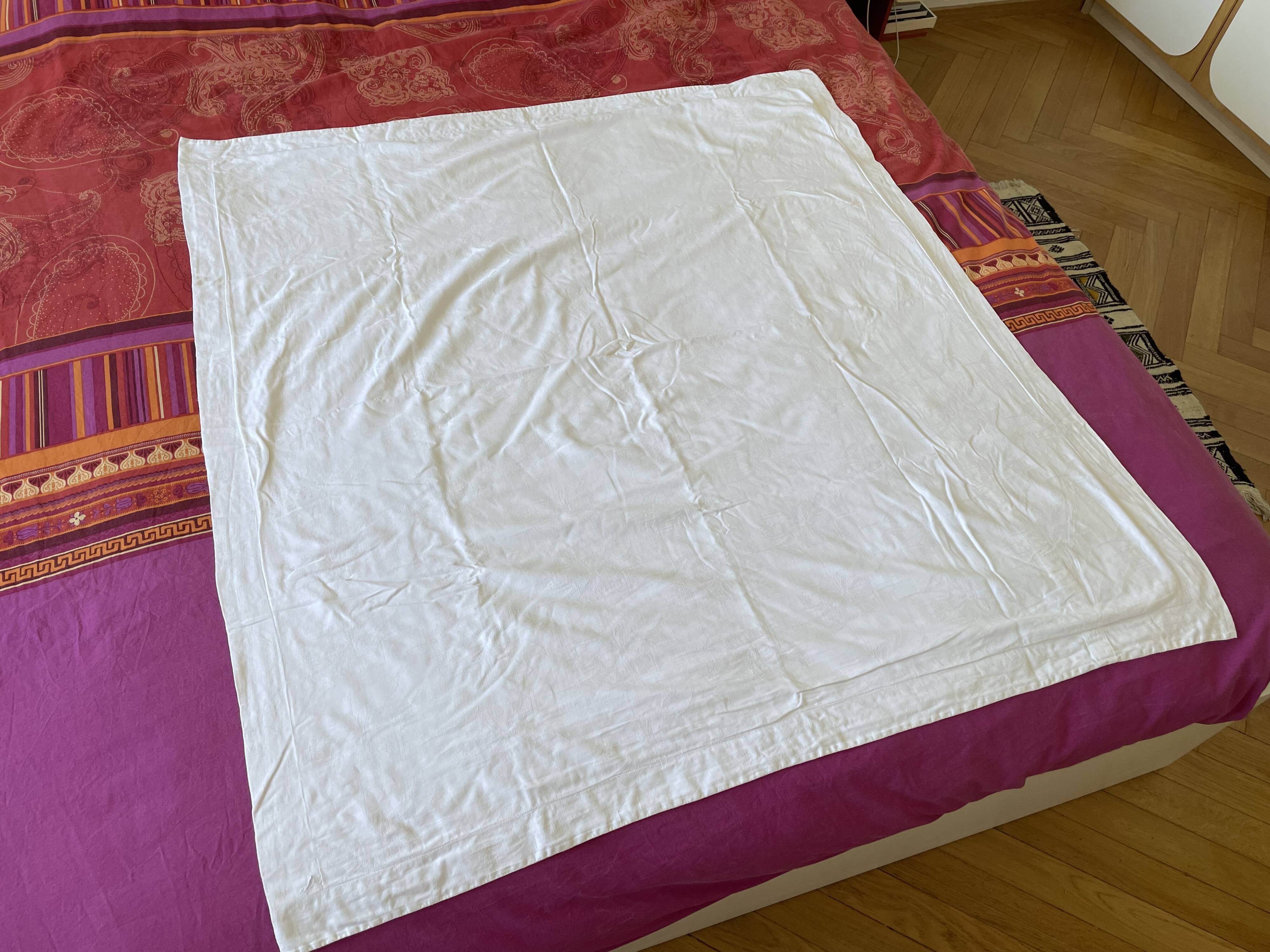 Large vintage pillowcase, retro bedding collection white (1.20)