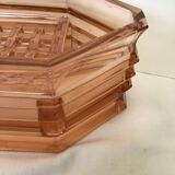 Art deco flower spike vase in thick pink glass