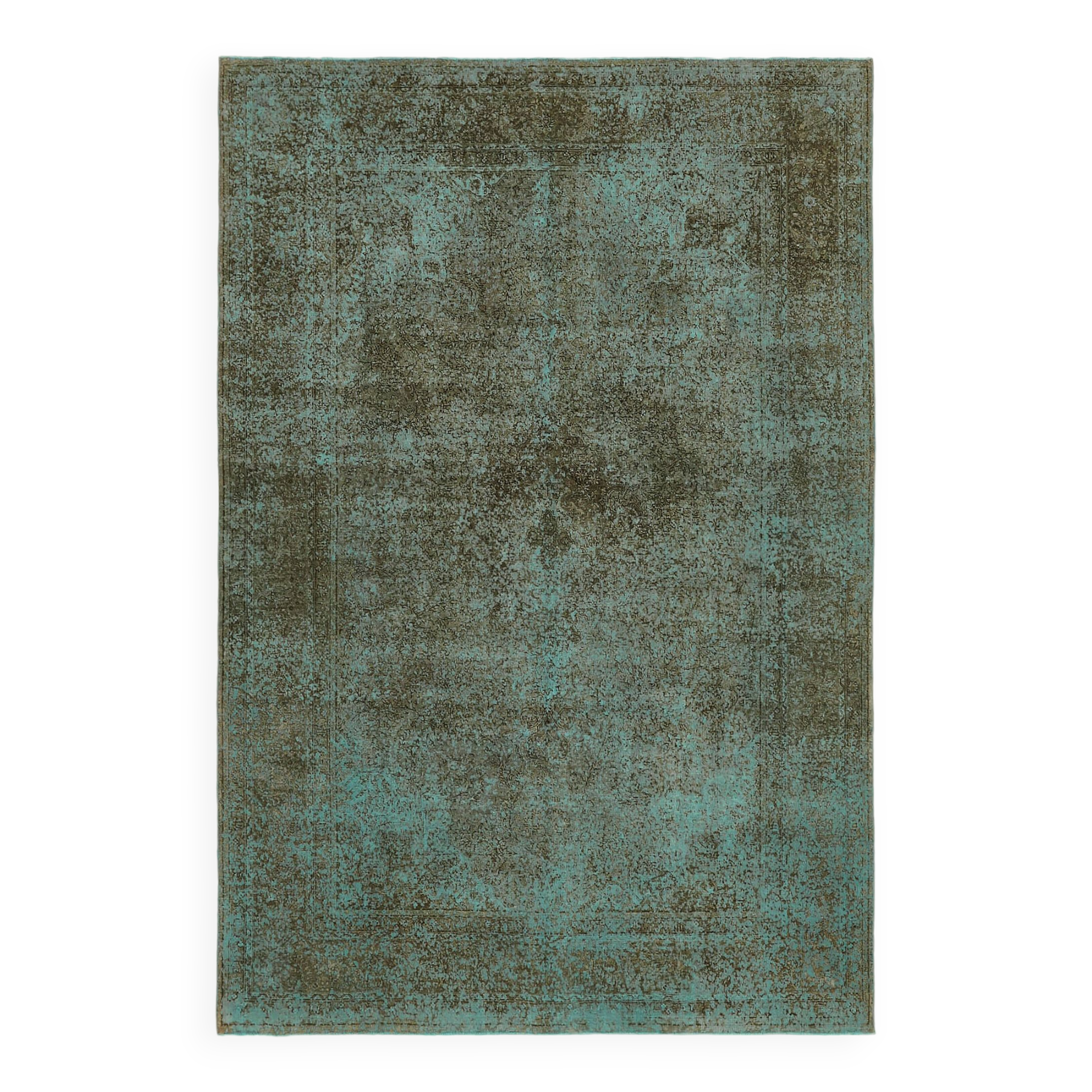 Handmade Turkish Decorative 1980s 242 cm x 349 cm Turquoise Wool Carpet