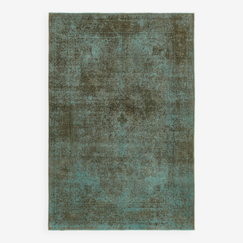 Fait à la main turc décoratif des années 1980 242 cm x 349 cm Tapis de laine turquoise