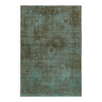 Handmade Turkish Decorative 1980s 242 cm x 349 cm Turquoise Wool Carpet