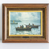 Tableau huile sur toile signée E.Myller "pêche nocturne"