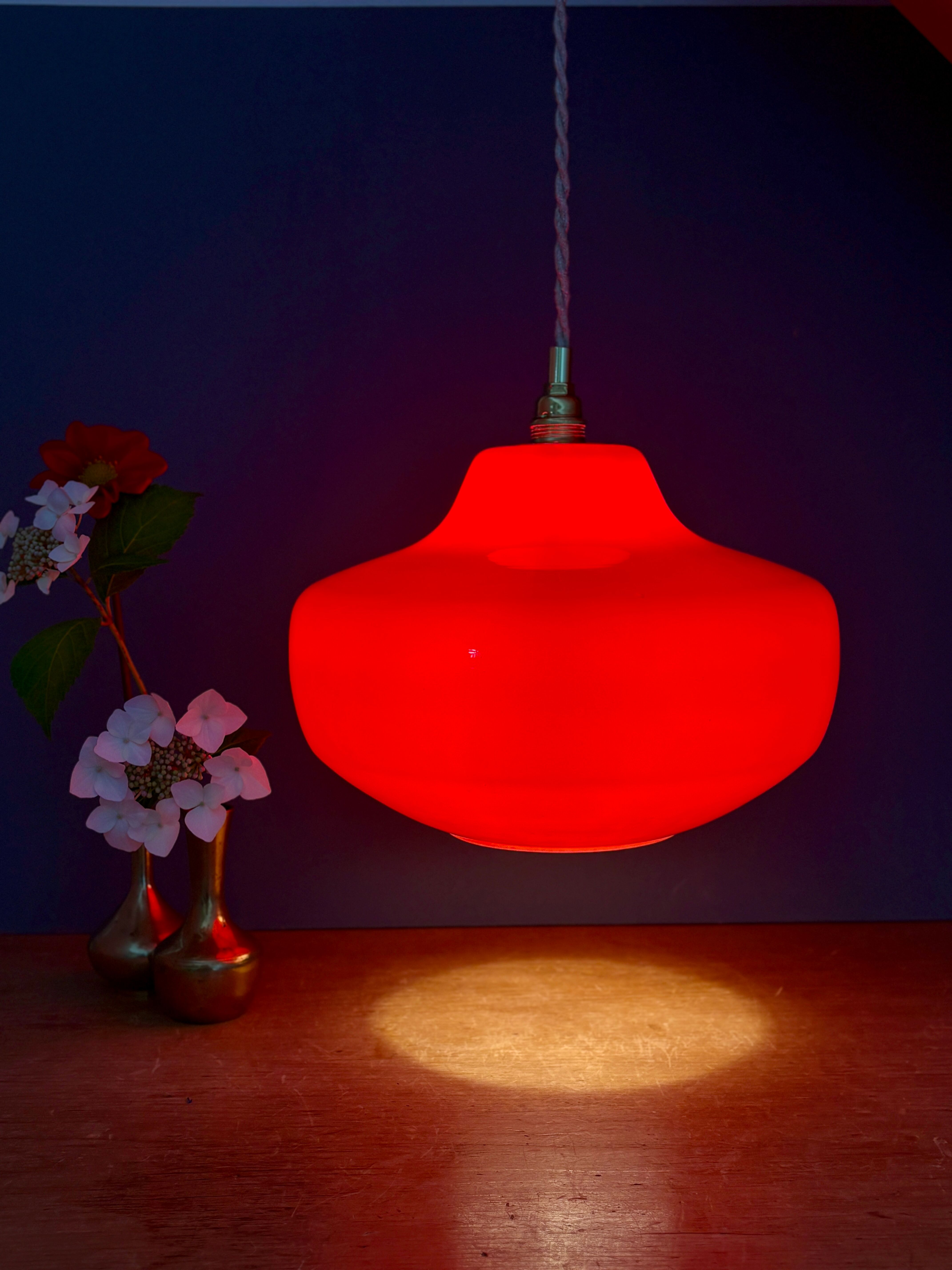 Vintage red opaline suspension globe