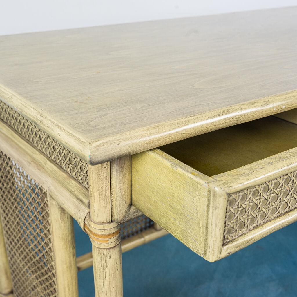 Vienna straw bamboo chair desk set modern vintage 80s design