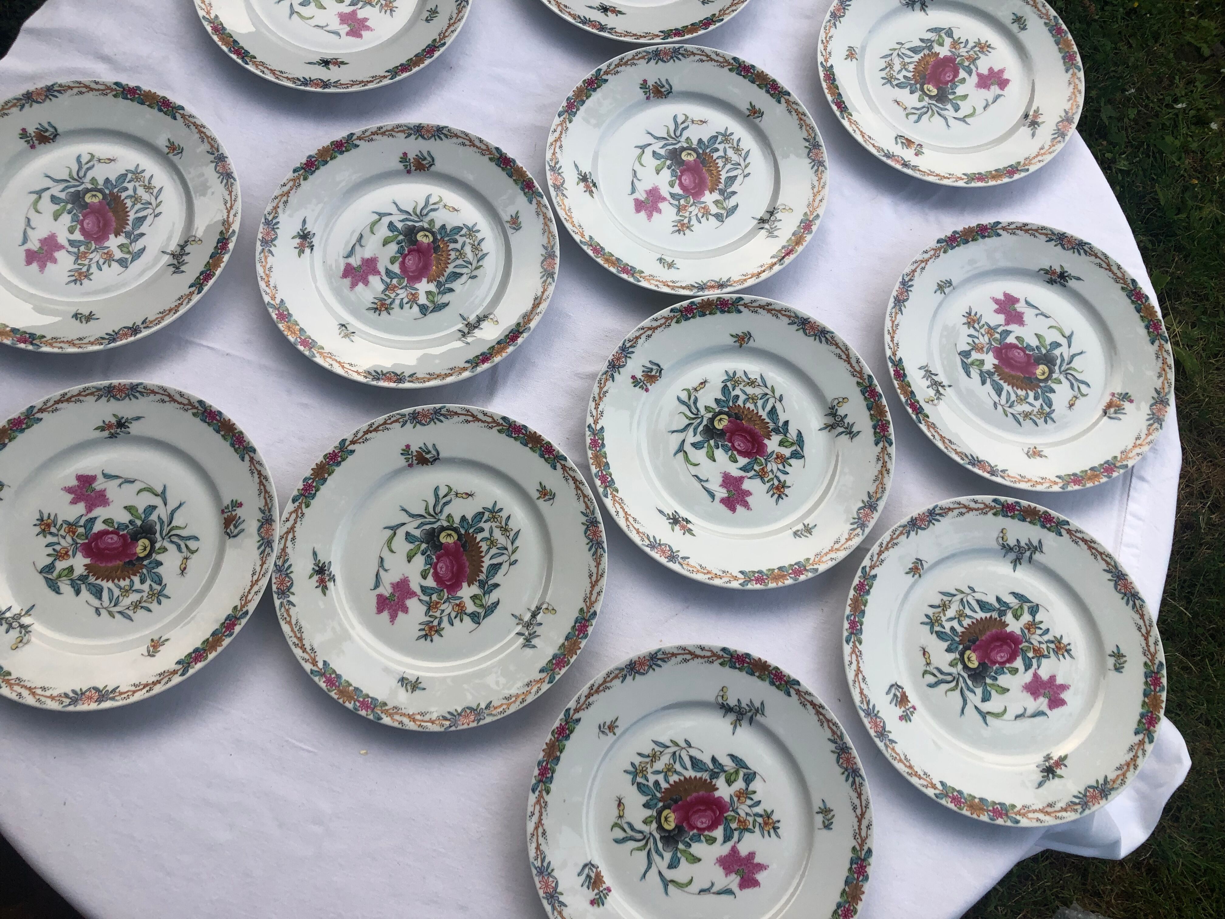 Set of 12 dessert plates Haviland Pondichery
