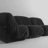 Modular "Patate" sofa in black corduroy velvet by Airborne, France 1970s