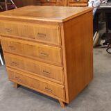 Vintage chest of drawers with 4 drawers, Scandinavian style compass feet
