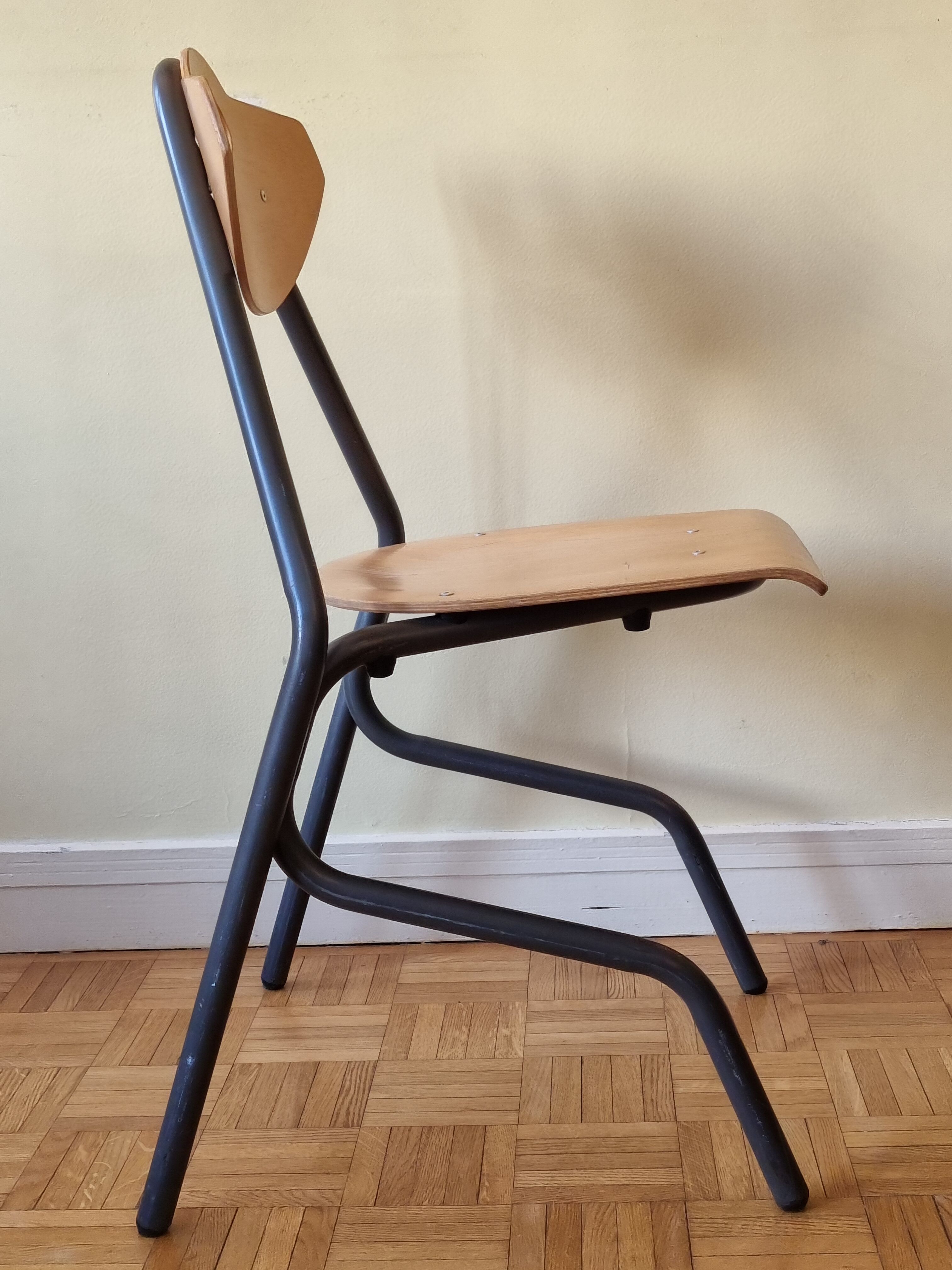 Design workshop chair in tubular steel, slate grey, 82 cm