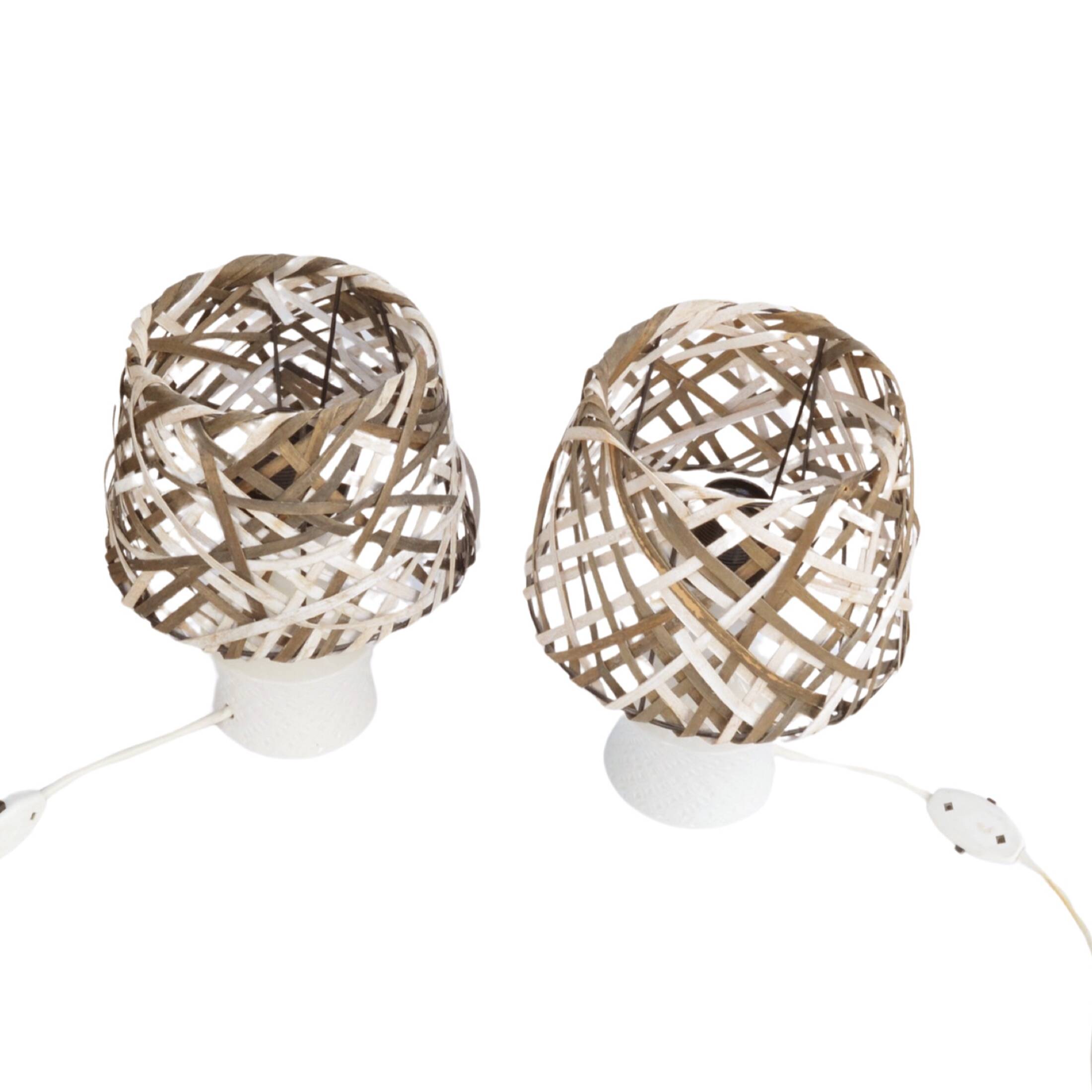 A pair of bedside lamps, porcelain base, Unterweisbach, Germany, 1970s.