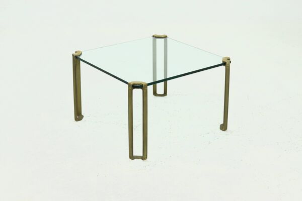 Table basse en laiton et verre de Peter Ghyczy, années 1970