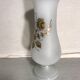 Ancient Glass Vase Opalin White - Drawing Golden Roses Form Vintage Cup