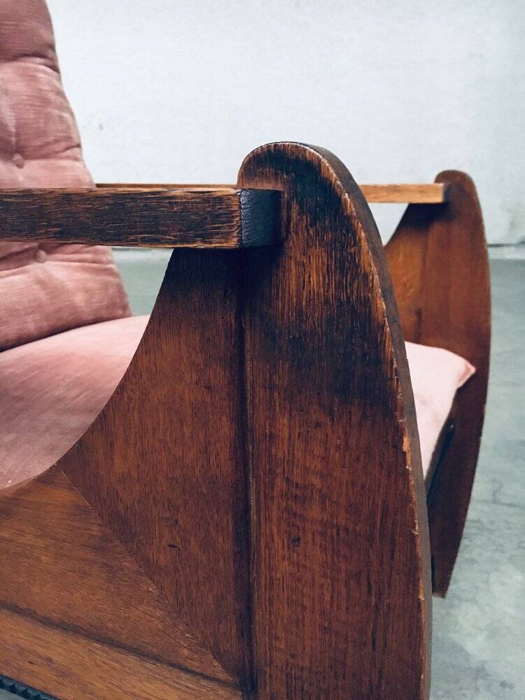 Dutch Art Deco Modernist Reclining Grand Armchair, Netherlands, 1920s