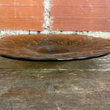 Coupe à fruits, plat ancien en verre moulé vert vintage