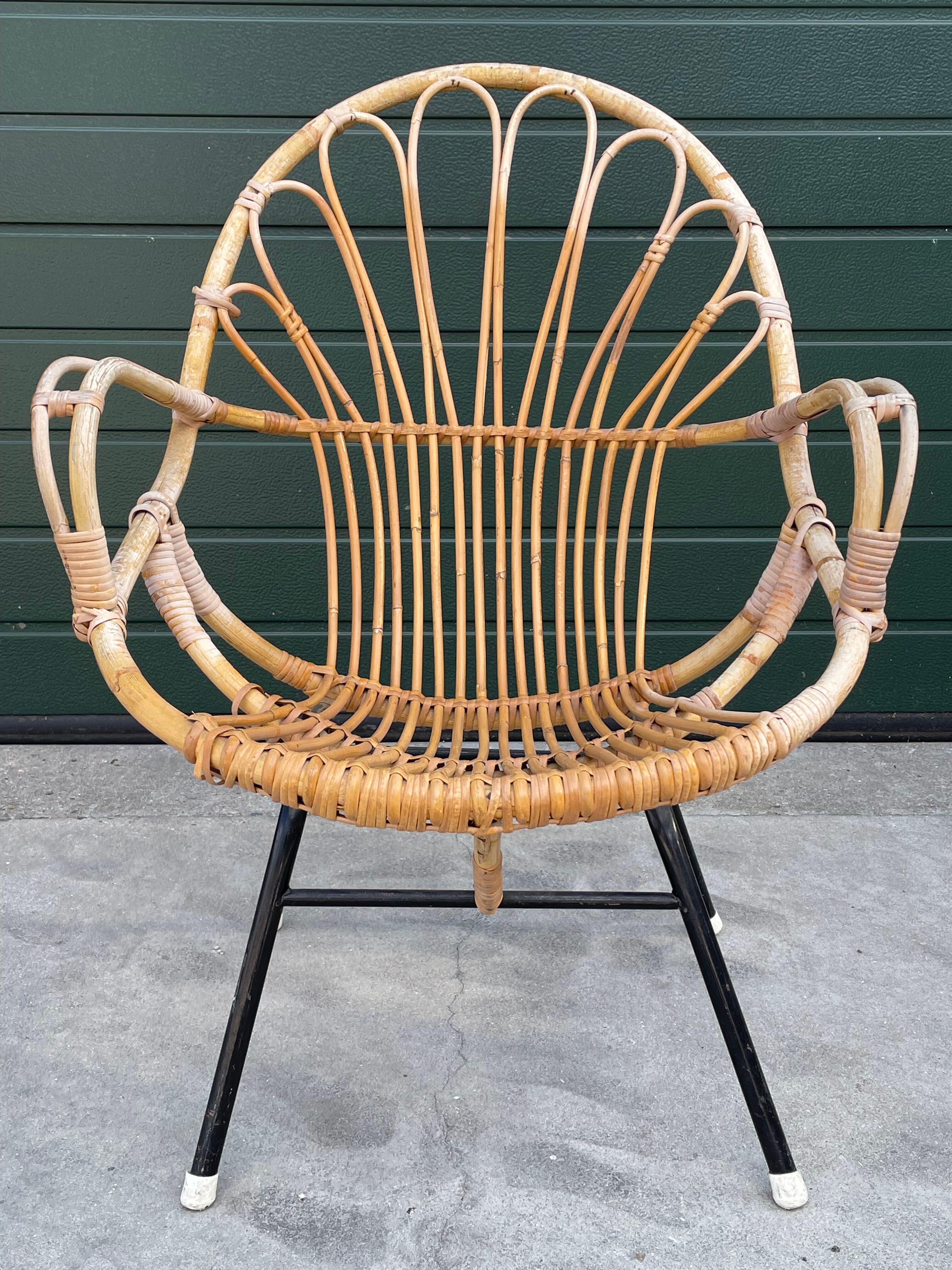 Rattan chair by Dirk van Sliedregt Rohe Noordwolde 1960 in the Netherlands