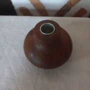 Ball shaped wooden candle holder