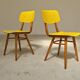 Pair of Ton Bystrice Thonet chairs in wood and yellow molded plastic