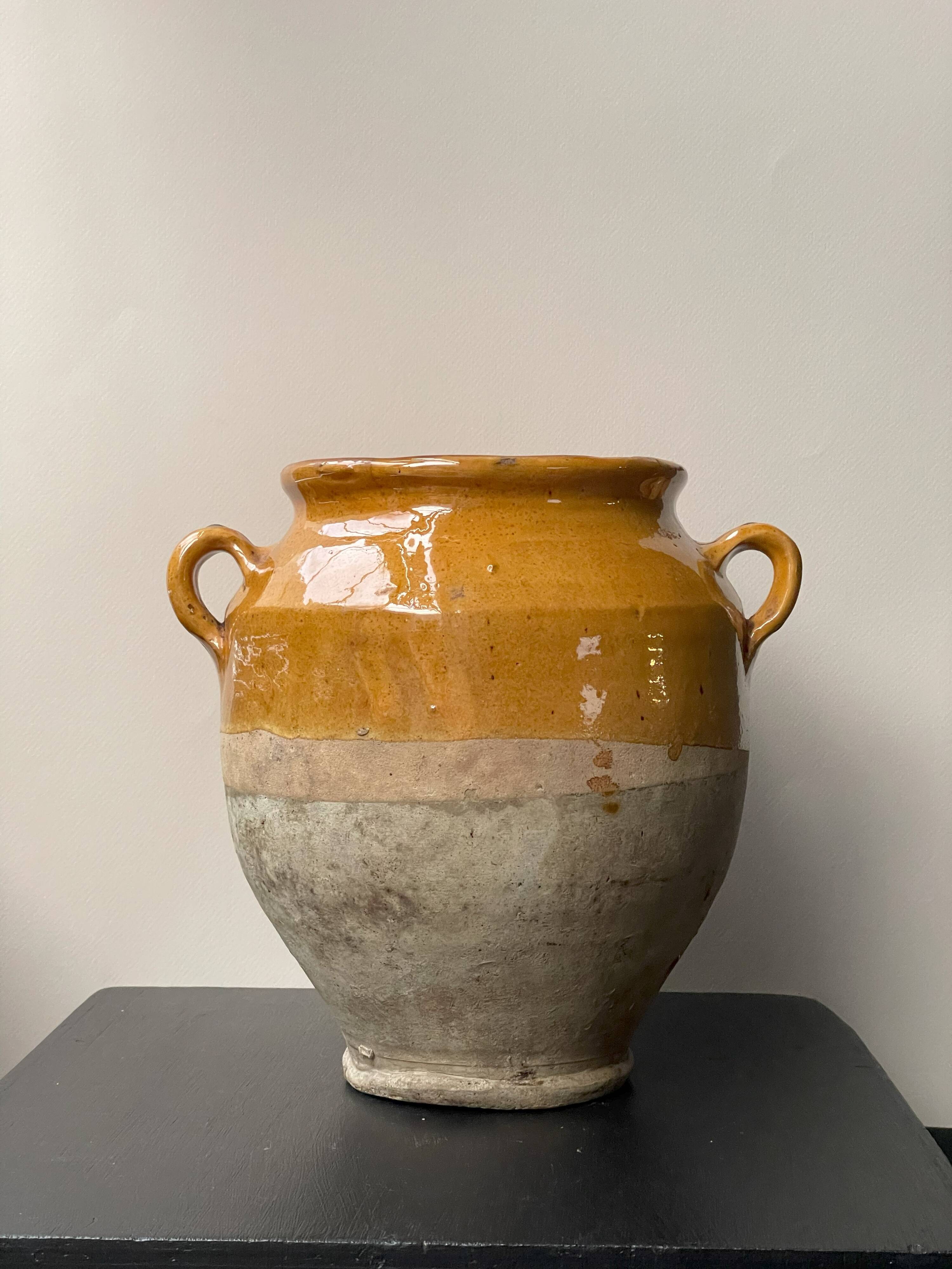 Small 19th Century Yellow Glazed French Ceramic Confit Jar #2