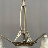 Art Deco chandelier. Silver-plated bronze