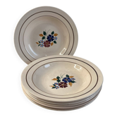 Lot de 6 assiettes creuses St Amand peint main 22,5cm