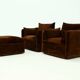 Rare 1970s brown velvet multifunctional modular sofa