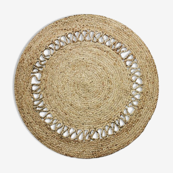 Round jute rug with openwork pattern 90 cm