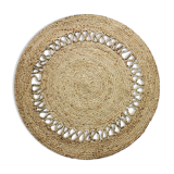 Round jute rug with openwork pattern 90 cm