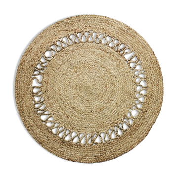 Tapis rond en jute motif ajouré 90 cm