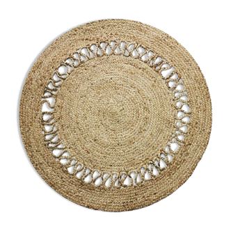 Tapis rond en jute motif ajouré 90 cm