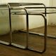 Tables in chrome metal and smoked glass 1970