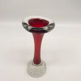 Duo of glass candle holders in the style of Murano