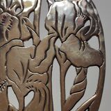 Trivet or wall plate iris art nouveau brass