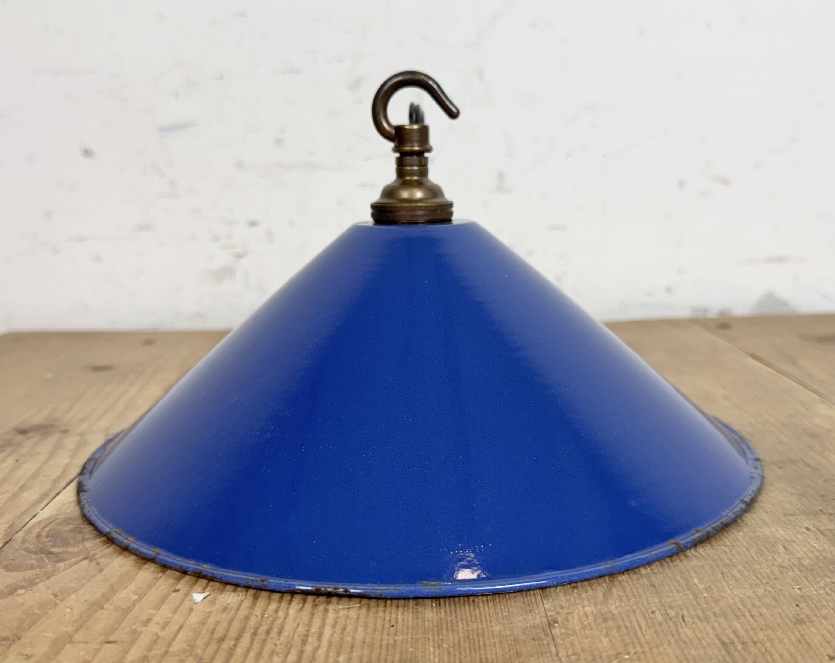 Industrial Blue Enamel Factory Pendant Lamp, 1950s