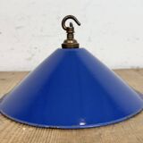 Industrial Blue Enamel Factory Pendant Lamp, 1950s