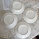 4 assiettes creuses vintage blanches liseré bleu