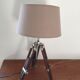 Lampe de marine tripode bois et métal argent