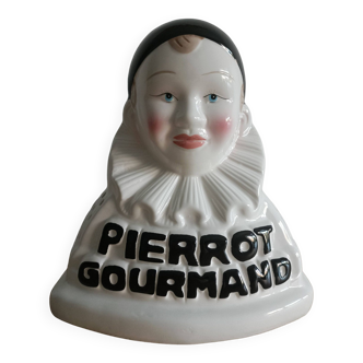 Advertising lollipop display with gourmet Pierrot bust in porcelain