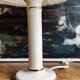 Vintage ivory ceramic lamp with gilding.
