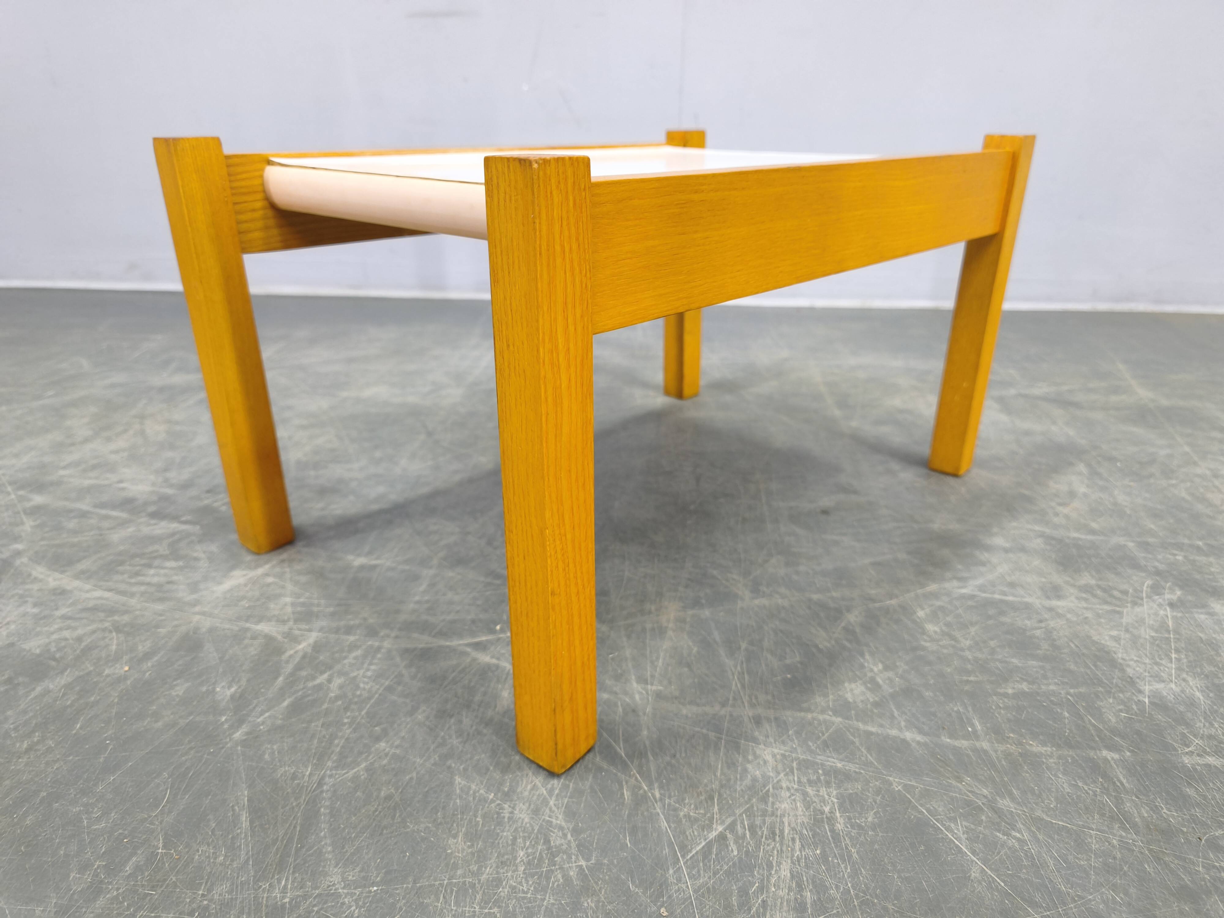 Mid Century Beech Plant Stands with Umakart Tops, 1970s Set