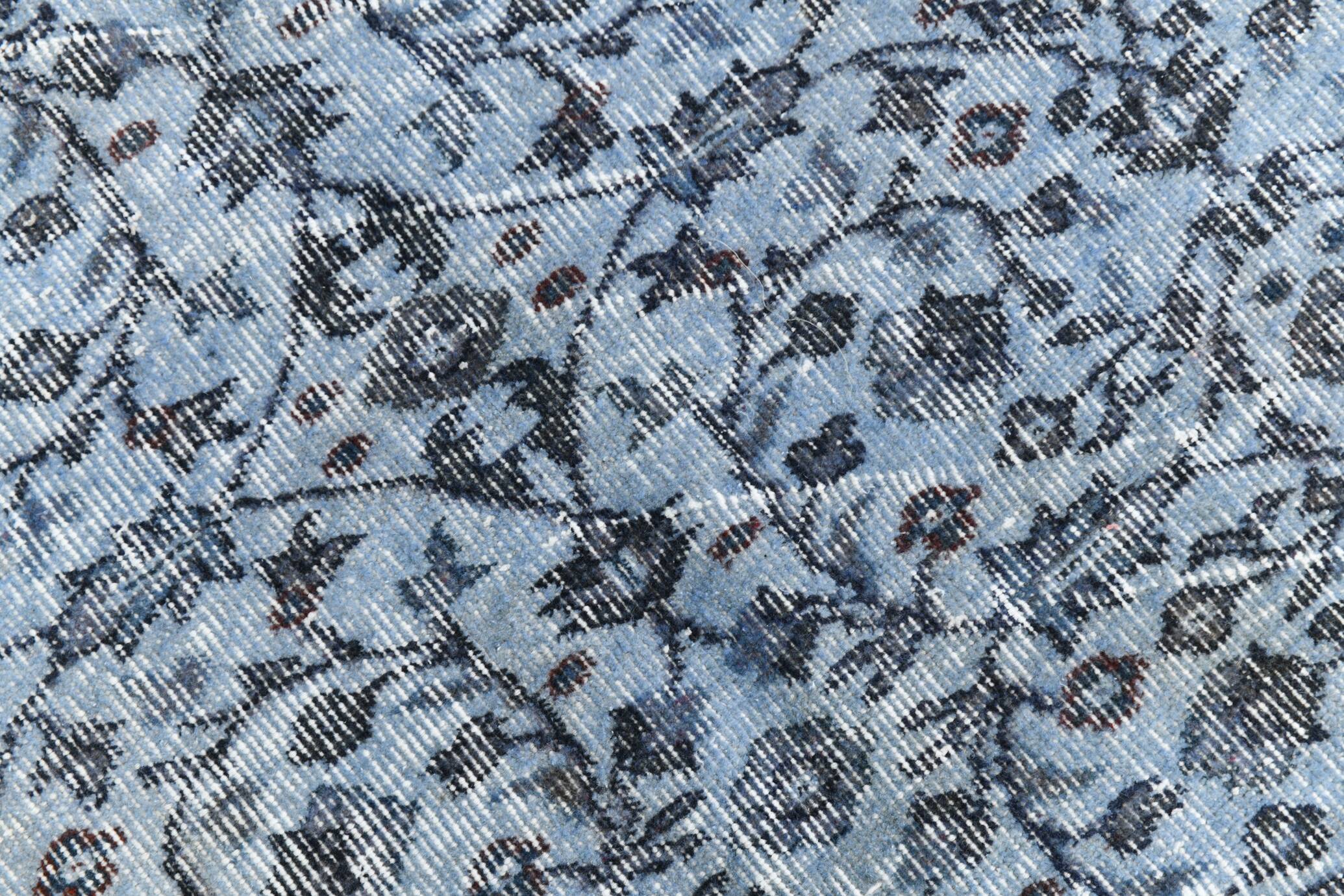 Turkish Rug All-Over Floral Pattern Light Blue Vintage Rug, 157x255Cm