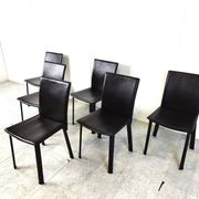 Vintage brown leather dining chairs, 1980s